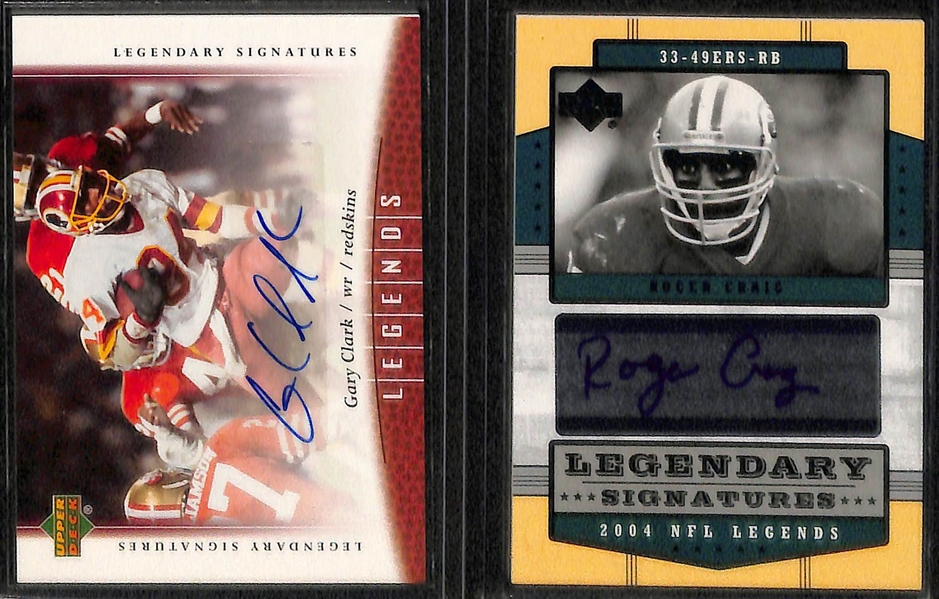 Lot of (11) UD Legends Football Autograph Cards w. Ditka, Urlacher, Bednarik, Art Donovan, Mackey, Moore, Clark, Craig, +