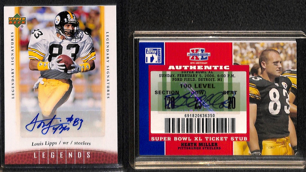 Lot of (11) Steelers Autograph Cards w. (2) LC Greenwood, Ham, Blount, (2) A. Russell, Shell, Bleier, Lipps, Jefferson, and Heath Millier