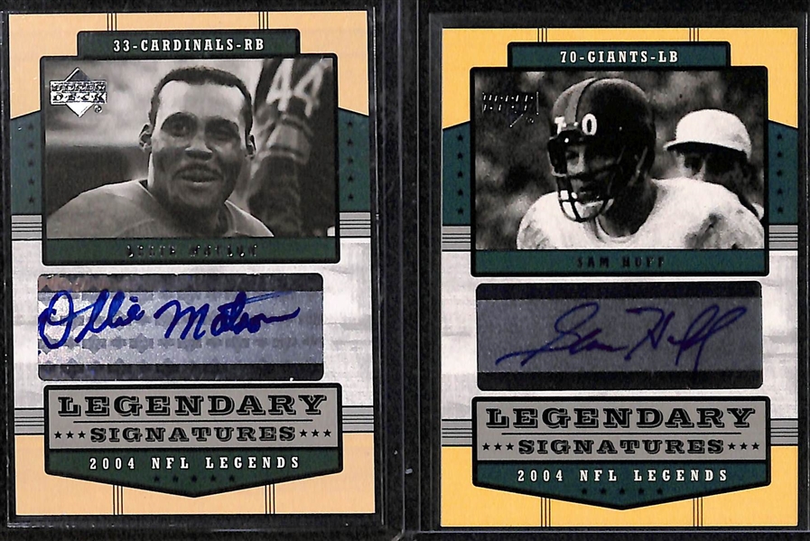 Lot of (17) 2004 UD Legends Football Autograph Cards w. Curtis, Lilly, Matson, Huff, Branch, Marshall, +