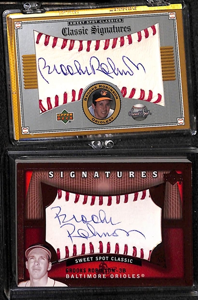 Lot of (7) Baseball Certified Autograph Cards w. Boog Powell and 6 HOFers (Gwynn, Schmidt, Kell, 2 Brooks Robinson, Robin Roberts)