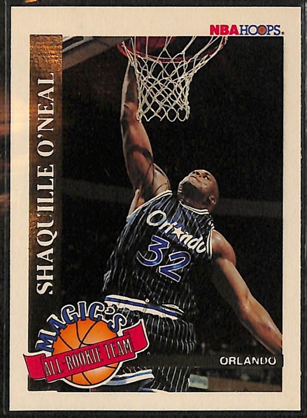 Lot of (3) Shaquille O'Neal 1992 Rookies - Topps Gold, Upper Deck #1, and Hoops Magic's All-Rookie Team