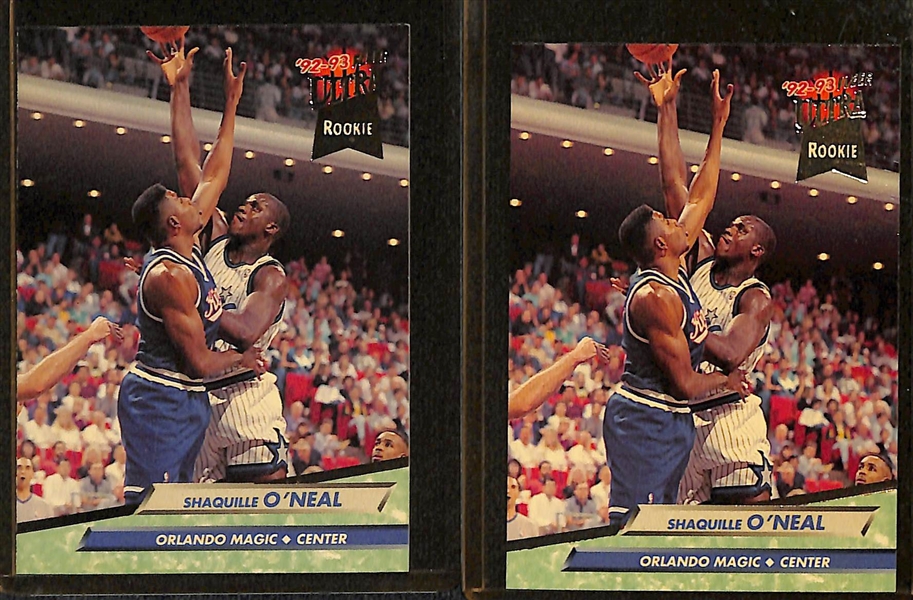 Lot of (16) Shaquille O'Neal 1992 Rookies - 2 Ultra, 3 Hoops, 2 Topps, UD All Division, 2 Skybox, Fleer, Fleer Slam Dunk, UD Top Prospects, 3 Stadium Club