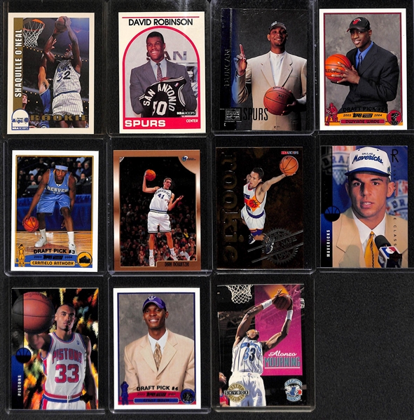 (27) Basketball Rookie Cards w. Shaq, D. Robinson, T. Duncan, D. Wade, C. Anthony, Nowitzki, Nash, Kidd, Hill, Bosh, Mourning