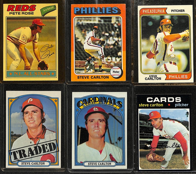 30 Card Mike Schmidt, Steve Carlton & Pete Rose Lot w. 1974 Schmidt, 1970 Kellogg's Rose, 1967 &1968 Topps Carlton