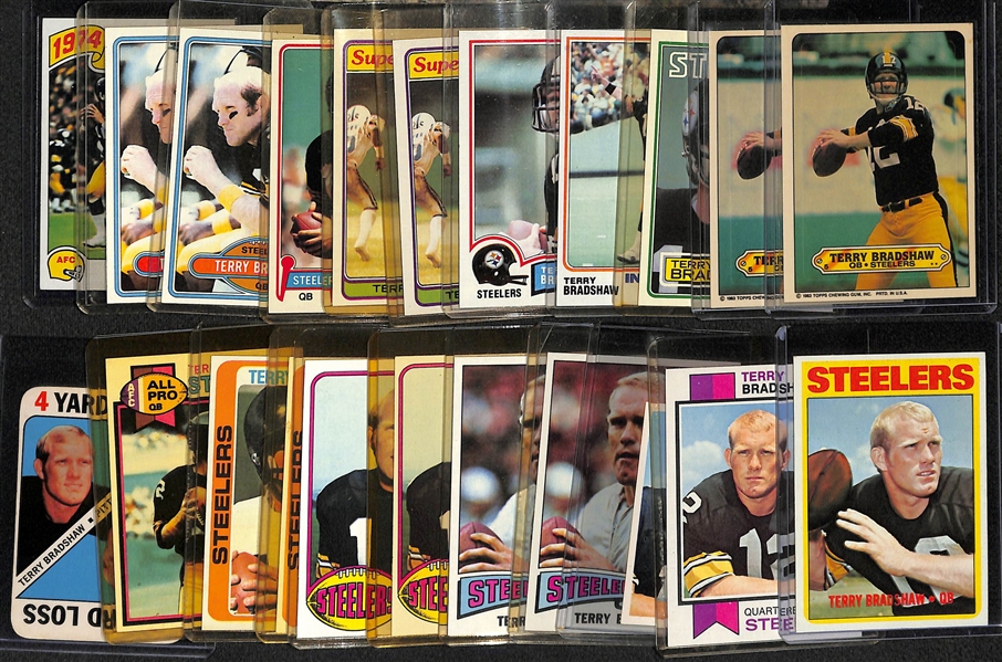 Lot of 20 Terry Bradshaw Cards Inc. 1972 Topps, 1972 NFLPA Stamp, and 1973 Topps