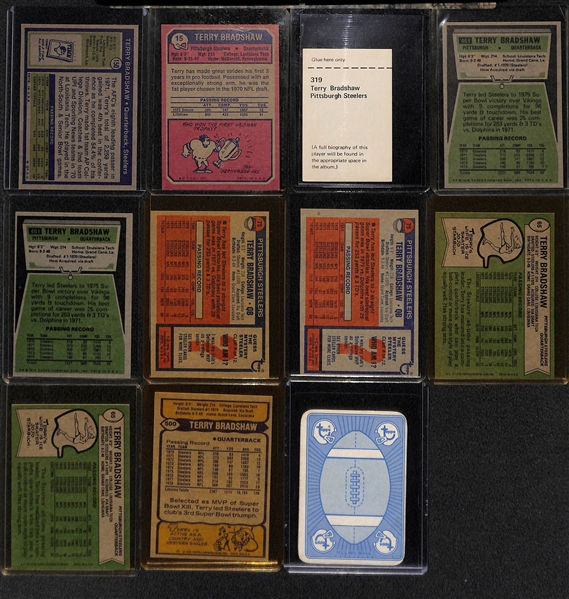 Lot of 20 Terry Bradshaw Cards Inc. 1972 Topps, 1972 NFLPA Stamp, and 1973 Topps