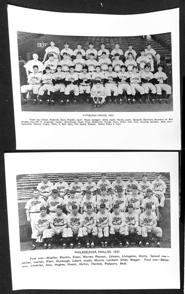 Lot of (12) MLB Team Photos Likely Printed in 1960s, Inc. 1927 Yankees, 1950 Phillies