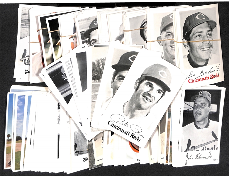 Lot of Over (400) 1960s to Early 1970s Player Photo Cards w. Rose, Bench, Gibson, Maris (Inc. Team Sets) - Writing on Backs