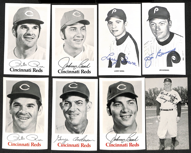 Lot of Over (400) 1960s to Early 1970s Player Photo Cards w. Rose, Bench, Gibson, Maris (Inc. Team Sets) - Writing on Backs