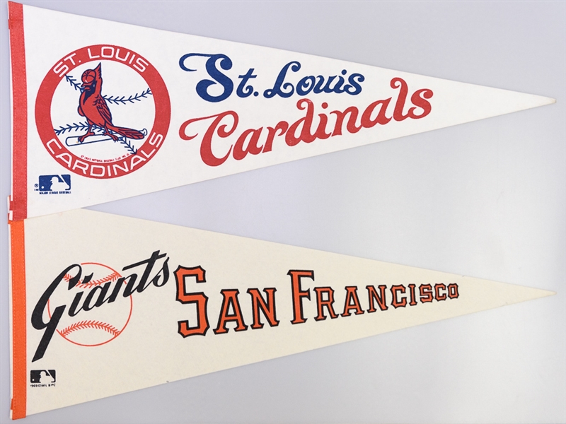 Lot of 22 Large & Mini Baseball Pennants w. 1948 Cleveland Indians World Champions Pennant