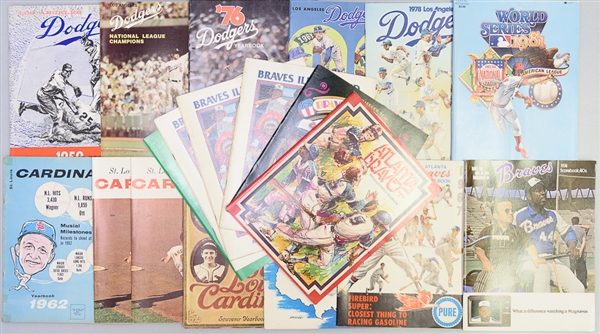 Lot of 19 National League Yearbooks From 1959-1978 w. 1959 Dodgers Yearbook