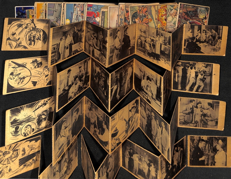 Lot of 4 Assorted Early 1940s Adventures of Smilin' Jack Trading Card Panels (8 Cards per Panel) & Other Non-Sports Cards 