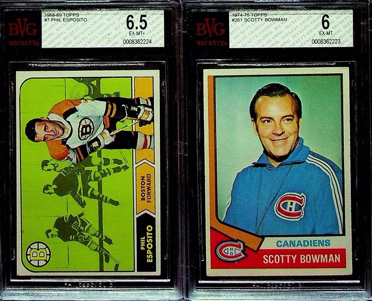(5) Card Graded Hockey Lot (Howe, B. Hull, Potvin Rookie, P. Esposito, Delvecchio)