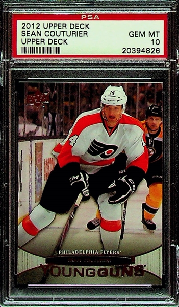 Lot of (2) Upper Deck Young Guns Rookies - 2008 Claude Giroux (GMA 10) and 2012 Sean Couturier (PSA 10)