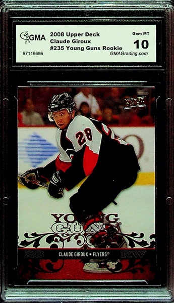 Lot of (2) Upper Deck Young Guns Rookies - 2008 Claude Giroux (GMA 10) and 2012 Sean Couturier (PSA 10)