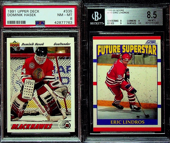 Rookie Hockey Lot (8) w. Leclair (PSA 10), Forsberg (PSA 10), Weight (PSA 10), Roenick, Hasek, Lindros, Robitaille, Evgeny Artyukhan