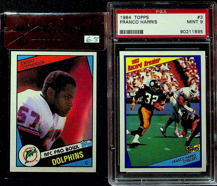 Football Lot (10) w. 1954 Bobby Layne, Walter Payton, Lawrence Taylor RC, (2) Saquon Barkley RCs, Favre RC, 2 Autographs (Moon and Cappelletti), + 