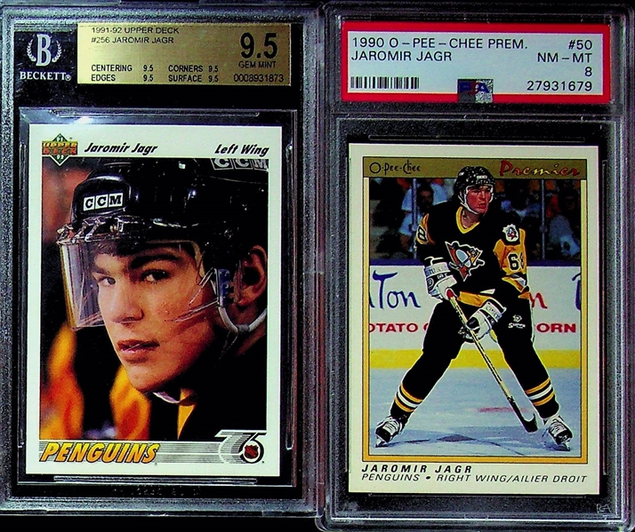 Lot 0f (12) Graded/Slabbed Hockey Cards w. Lemieux, Clarke, Crosby, Jagr, Hextall, +