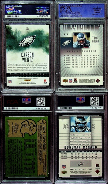 Eagles 4-Card Lot w. 2016 Carson Wentz Origins Rookie Autograph PSA 10 Gem Mint