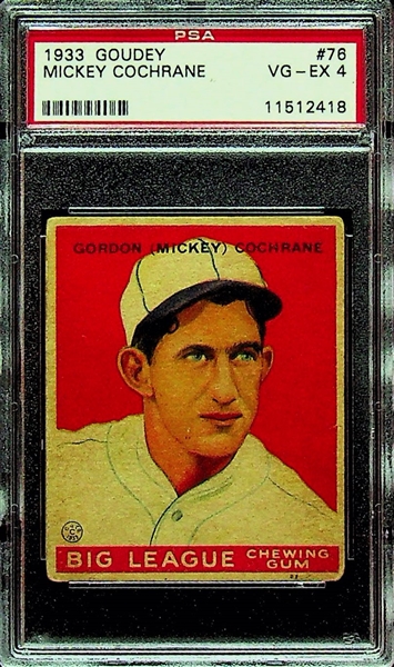 1933 Goudey Mickey Cochrane #76 Graded PSA 4