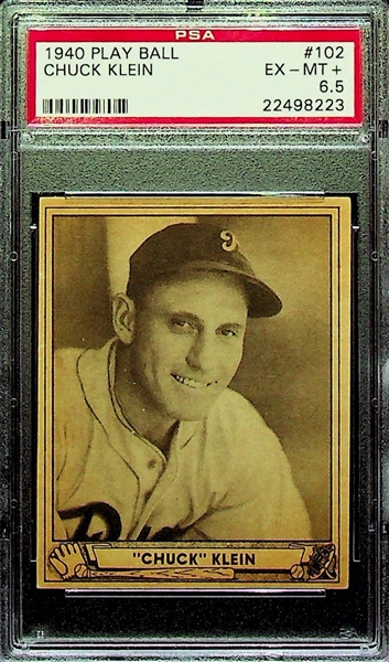 1940 Play Ball Chuck Klein (Phillies) #102 Graded PSA  6.5