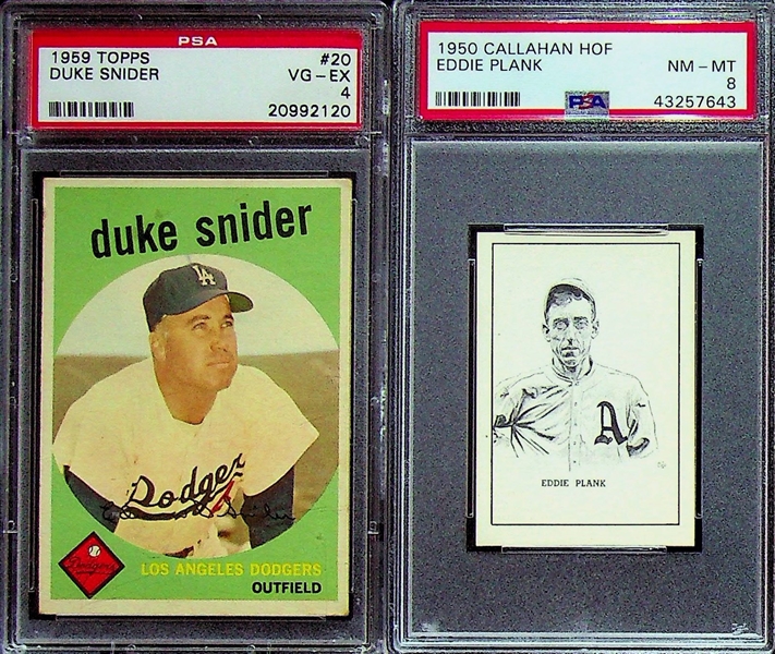 Lot of (8) Graded 1950s Baseball Cards (Plank, Roberts, Snider, Musial, Mathews, Spahn, Ashburn, +)