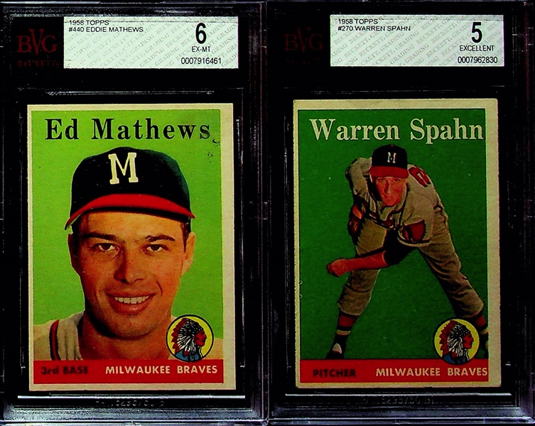 Lot of (8) Graded 1950s Baseball Cards (Plank, Roberts, Snider, Musial, Mathews, Spahn, Ashburn, +)