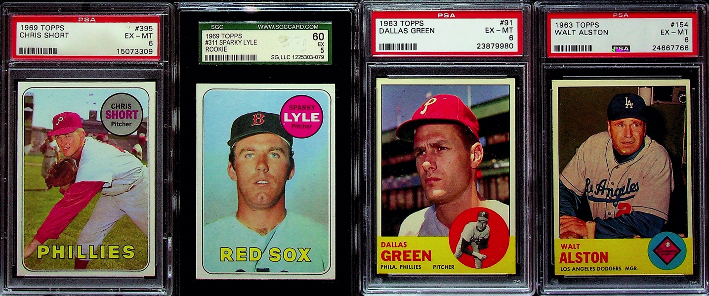 (13) Graded 1960s Baseball Cards w/ 1961 Topps Ford PSA 6, 1964 Brock BVG 5, 1967 Yaz BVG 6, Jenkins Rookie, Carew 2nd Yr, +
