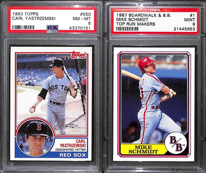 (15) Graded Baseball Cards w.1981 Topps Ripken RC BVG 8.5, 1984 Topps AS Mike Schmidt PSA 10, 1987 Topps Tiffany Ripken BGS 9.5, + HOFers and Stars