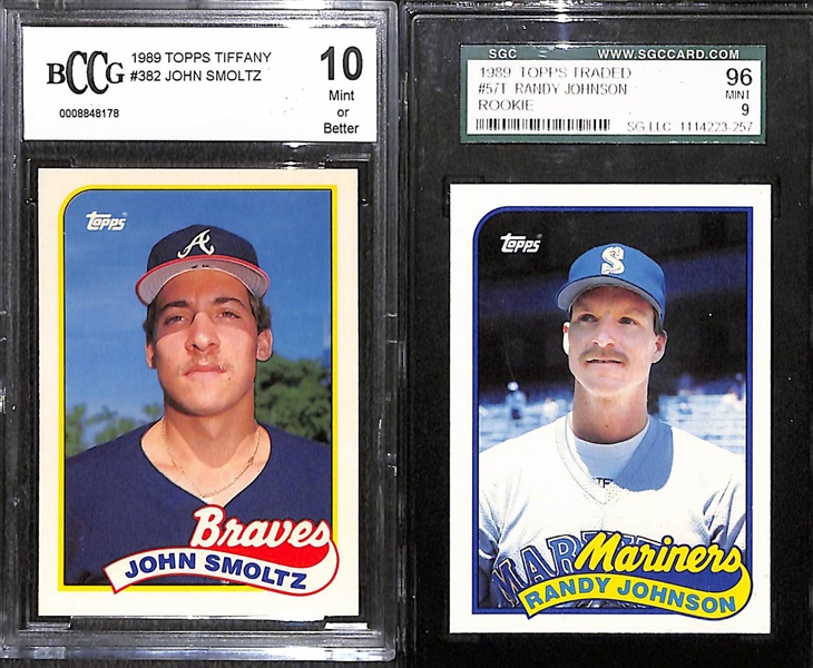 (14) Graded Baseball Rookies w. 6 Ken Griffey Jr., Raines, Sandberg, Smoltz, 2 Randy Johnson, 2 Glavine, and Bonds