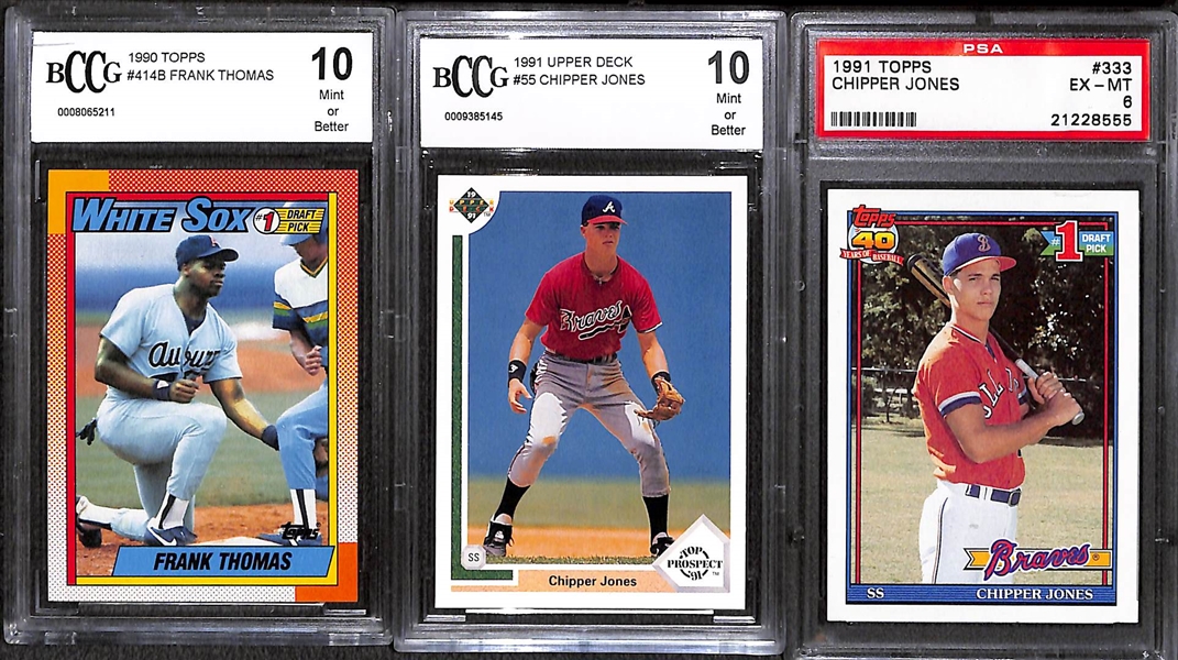 (14) Graded Rookie Cards w. Derek Jeter, Tiger Woods, David Robinson, Ichiro, Roy Halladay, Frank Thomas, 2 Chipper Jones, Jim Thome, +