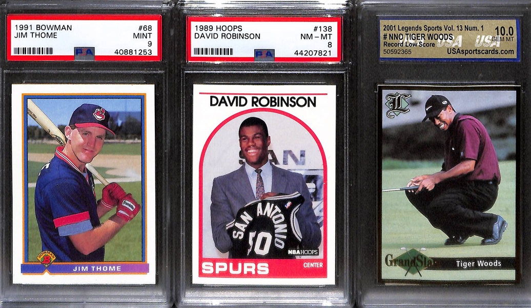 (14) Graded Rookie Cards w. Derek Jeter, Tiger Woods, David Robinson, Ichiro, Roy Halladay, Frank Thomas, 2 Chipper Jones, Jim Thome, +