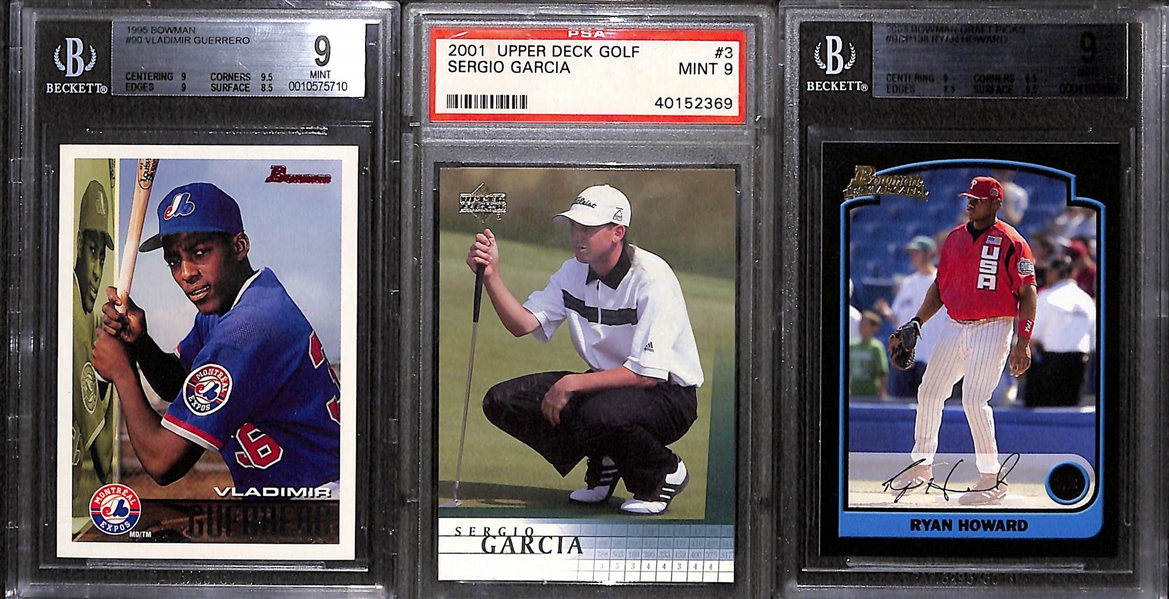 (14) Graded Rookie Cards w. Derek Jeter, Tiger Woods, David Robinson, Ichiro, Roy Halladay, Frank Thomas, 2 Chipper Jones, Jim Thome, +