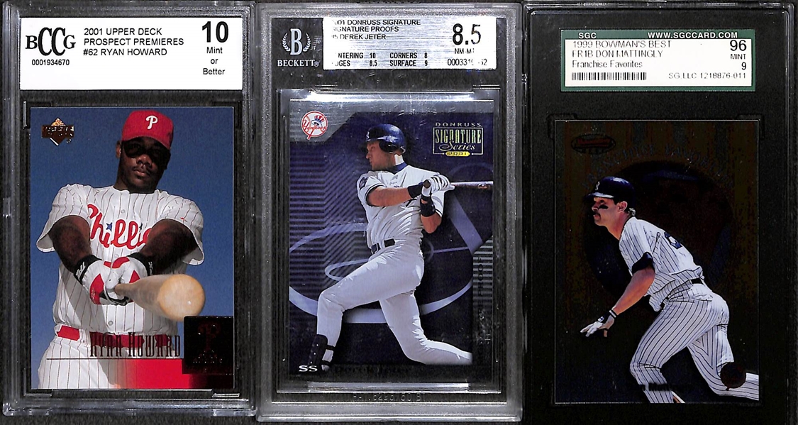 (28) Graded Baseball Cards w. V. Guerrero Jr. PSA 10 Rookie, T. Chrome Update Gleyber Torres Rookie BGS 9.5, Hoskins, Jeter, Alonso, Gehrig, Piazza, Mattingly, Bonds, +