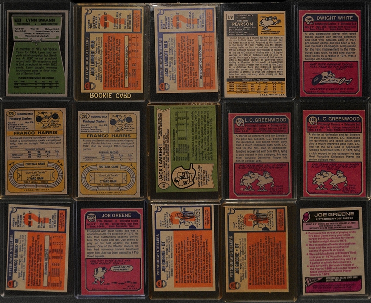 Lot of (47) Pittsburgh Steelers Vintage Cards w/ Swann Rookie and (2) Lambert Rookies