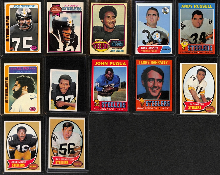 Lot of (47) Pittsburgh Steelers Vintage Cards w/ Swann Rookie and (2) Lambert Rookies