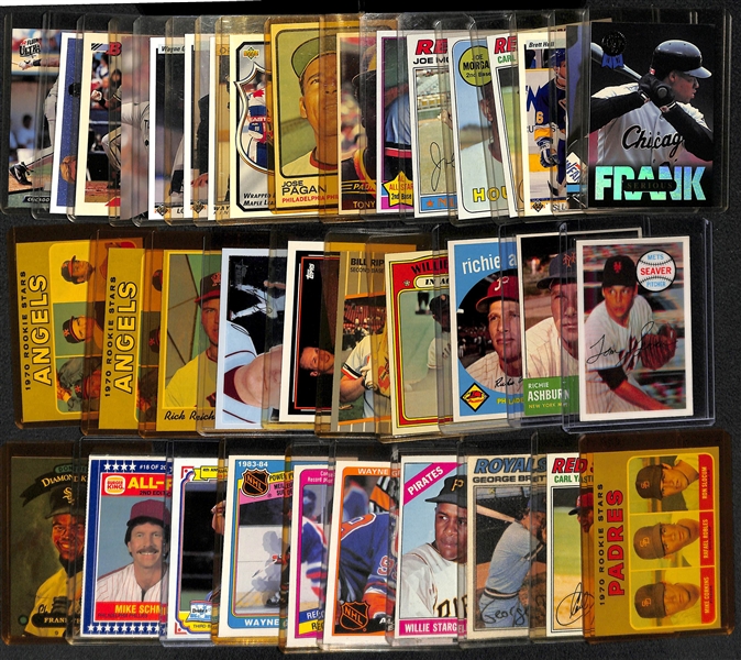 (37) Baseball & Hockey Cards Inc. 1959 and 1963 Ashburn, 1972 Mays IA, 1970 Kellogg's Seaver, 1989 Billy Ripken FF Error, 1966 Stargell, 3 Gretzky OPC Cards