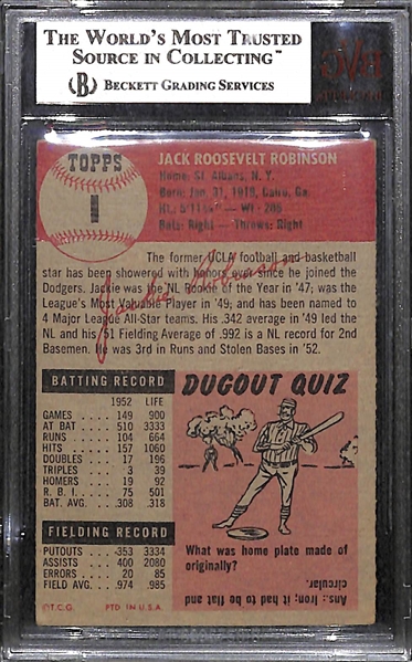 1953 Topps Jackie Robinson Graded Beckett BVG 4