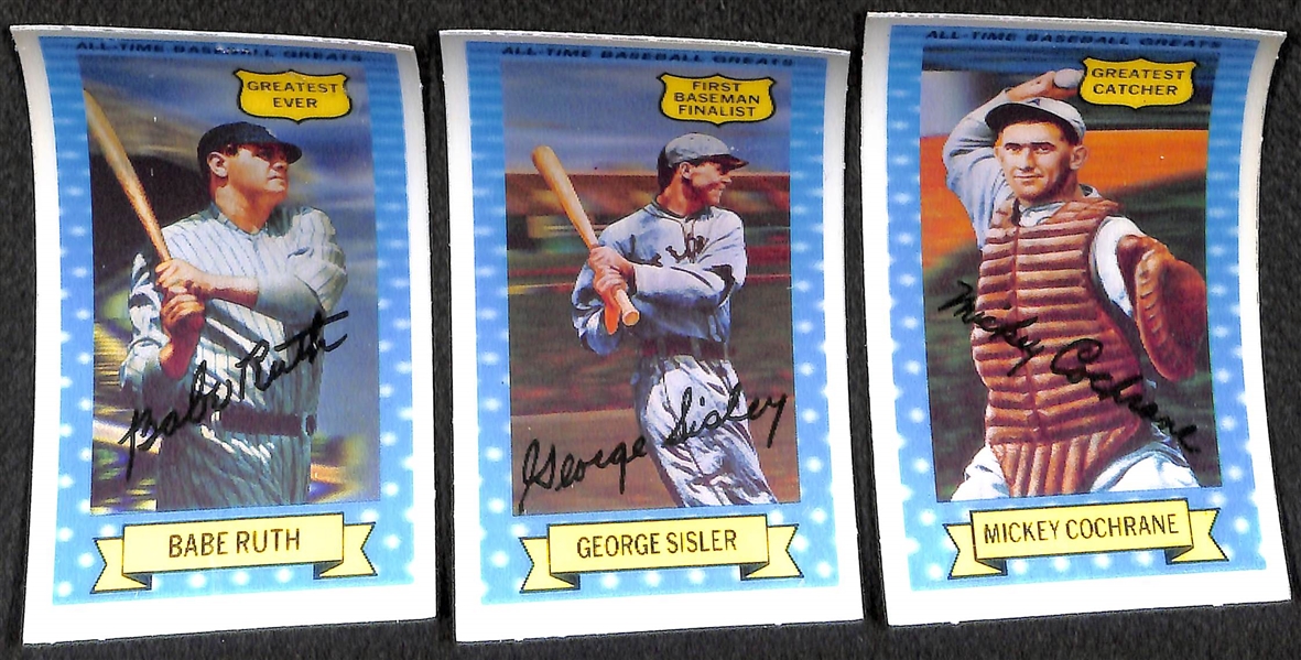 1972 Kellogg's 3D All-Time Greats Complete Set (All 15 Cards) w. Ruth, Gehrig, Cobb