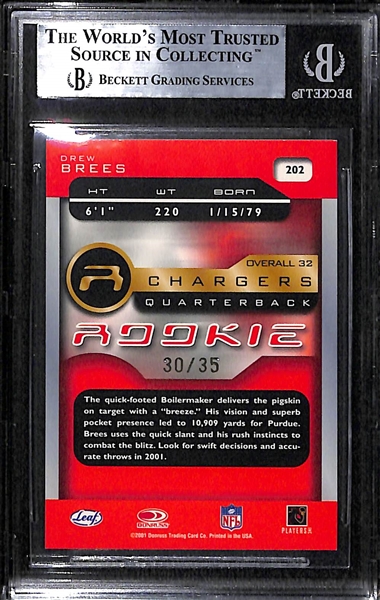 2001 Quantum Leaf INFINITY Drew Brees Rookie Card BGS 9 Mint #30/35