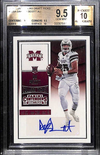 2016 Contenders Draft Picks Dak Prescott Autograph Rookie Card BGS 9.5 Gem Mint (10 Autograph)