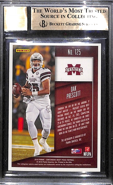 2016 Contenders Draft Picks Dak Prescott Autograph Rookie Card BGS 9.5 Gem Mint (10 Autograph)