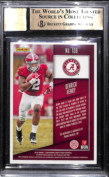 2016 Contenders Draft Picks Cracked Ice Derrick Henry Autograph Rookie #16/23 Card BGS 9.5 Gem Mint (9 Autograph)