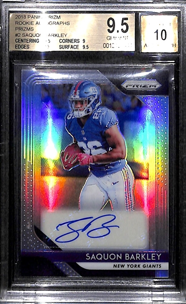 2018 Prizm Saquon Barkley Silver Autograph Rookie BGS 9.5 Gem Mint (10 Autograph)