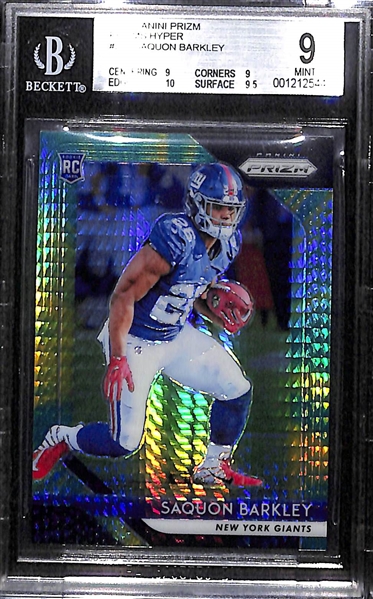 2018 Prizm Saquon Barkley Hyper Prizm Rookie Card #28/275 BGS 9 Mint
