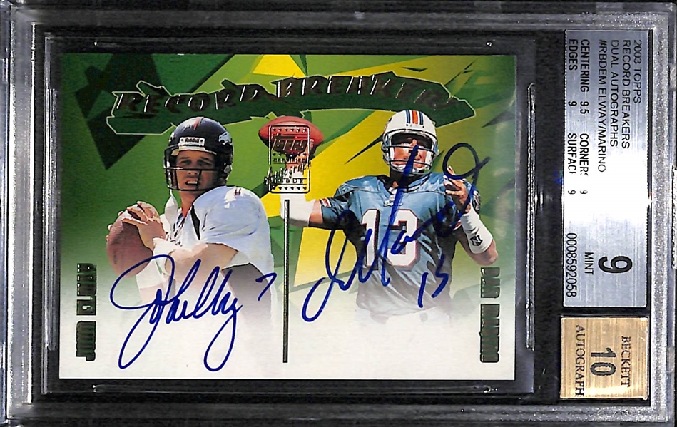 2003 Topps Record Breakers Dual Autograph Dan Marino and John Elway BGS 9 (10 Autograph)