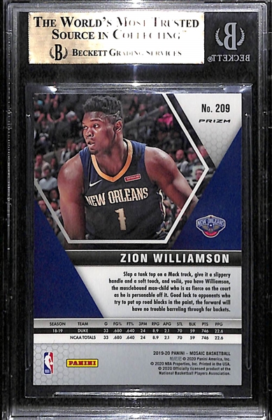 2019-20 Mosaic Zion Williamson Green Prizm Rookie Card BGS 9.5 Gem Mint