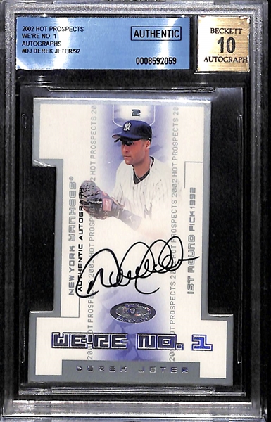 2002 Fleer Hot Prospects Derek Jeter Autograph We're No. 1 #ed 63/92 BGS Authentic (10 Autograph Grade)