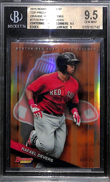 2015 Bowman's Best Rafael Devers Orange Refractor Rookie #9/25 BGS 9.5 Gem Mint