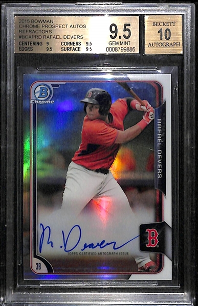 2015 Bowman Chrome Prospect Rafael Devers Autograph Rookie Refractor BGS 9.5 (10 Autograph) #258/499